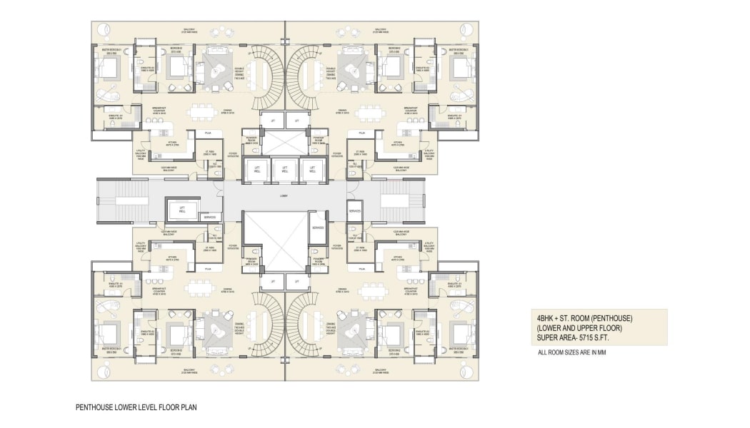4BHK - Penthouse (Lower Level)