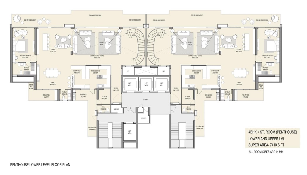 4BHK - Penthouse (Lower Level)
