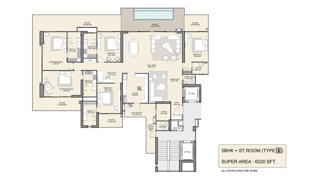 5BHK 6220 SQ.FT.