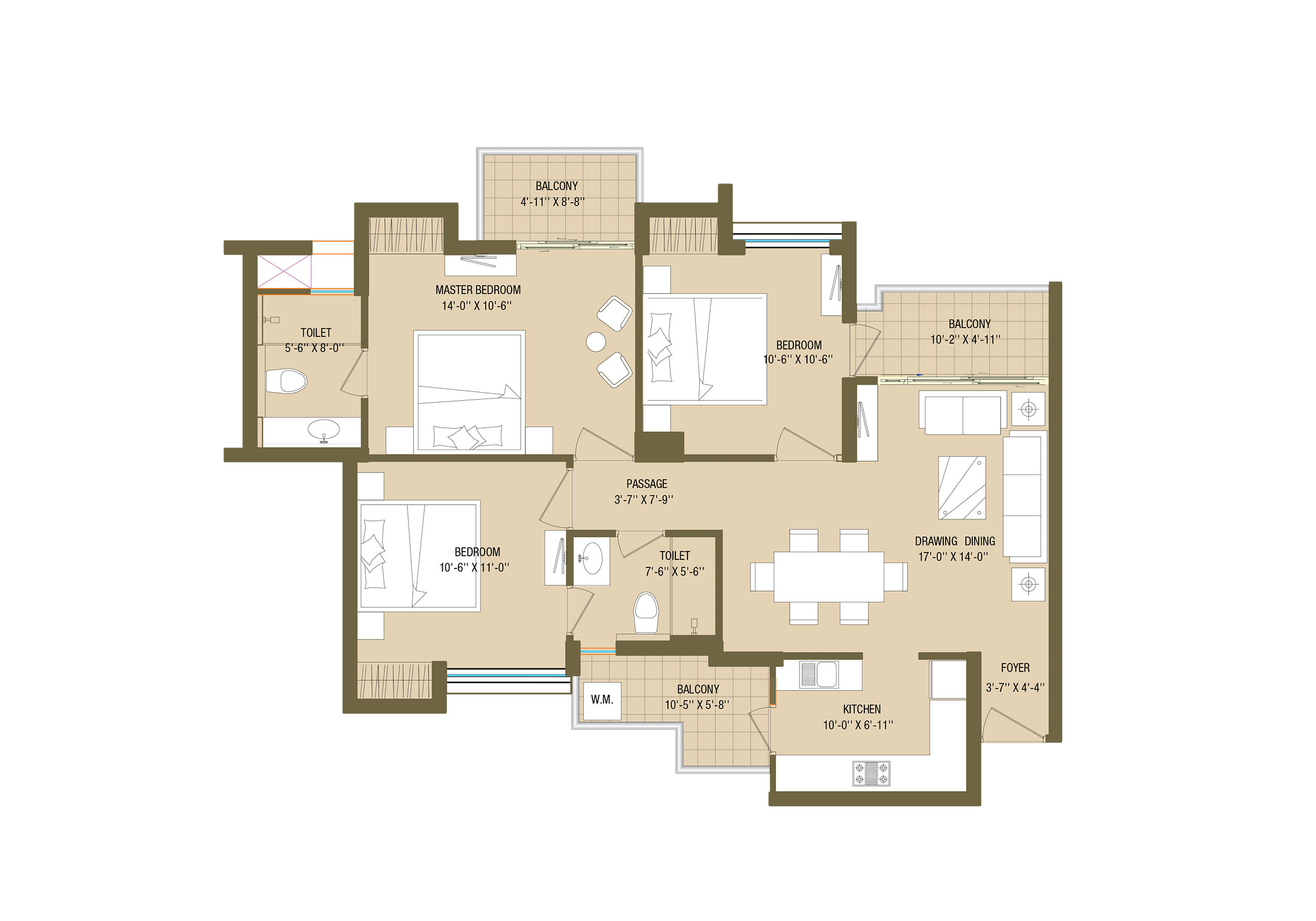 3 BHK 1350 Sq.ft