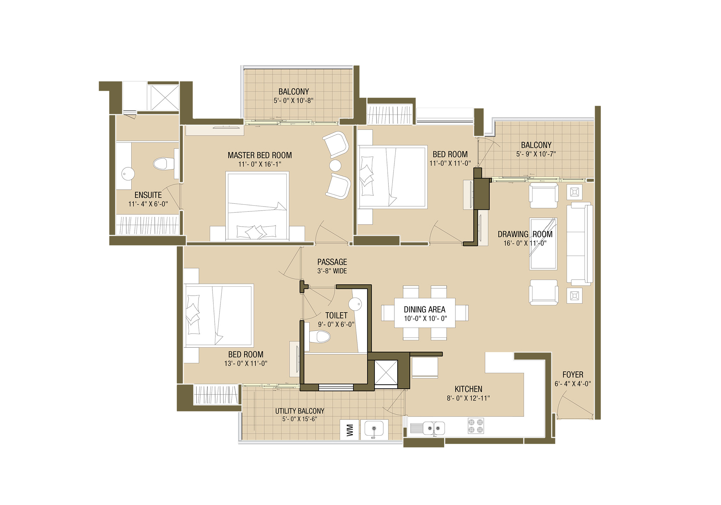 3 BHK 1620 Sq.ft.