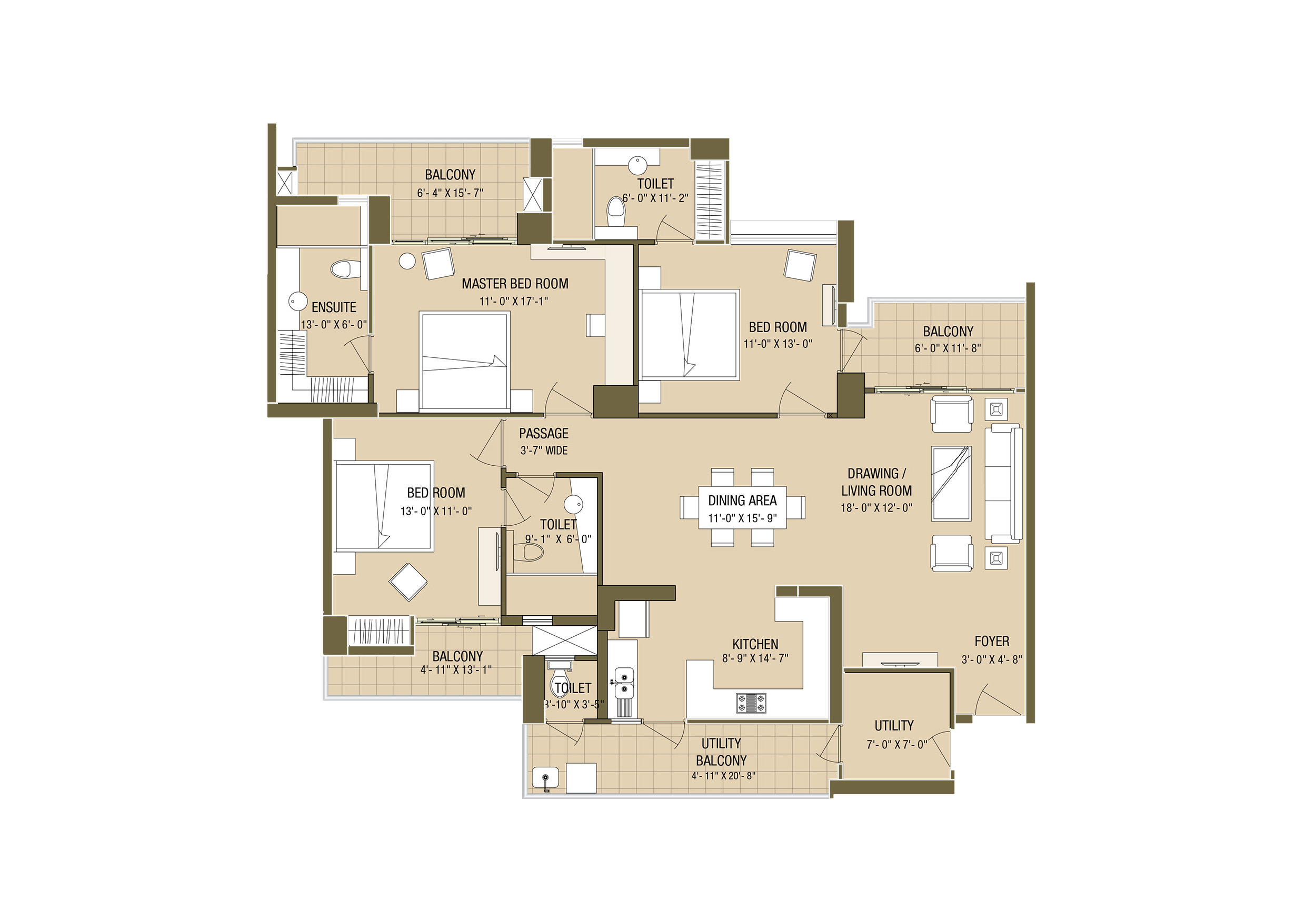 3 BHK 2070 Sq.ft.