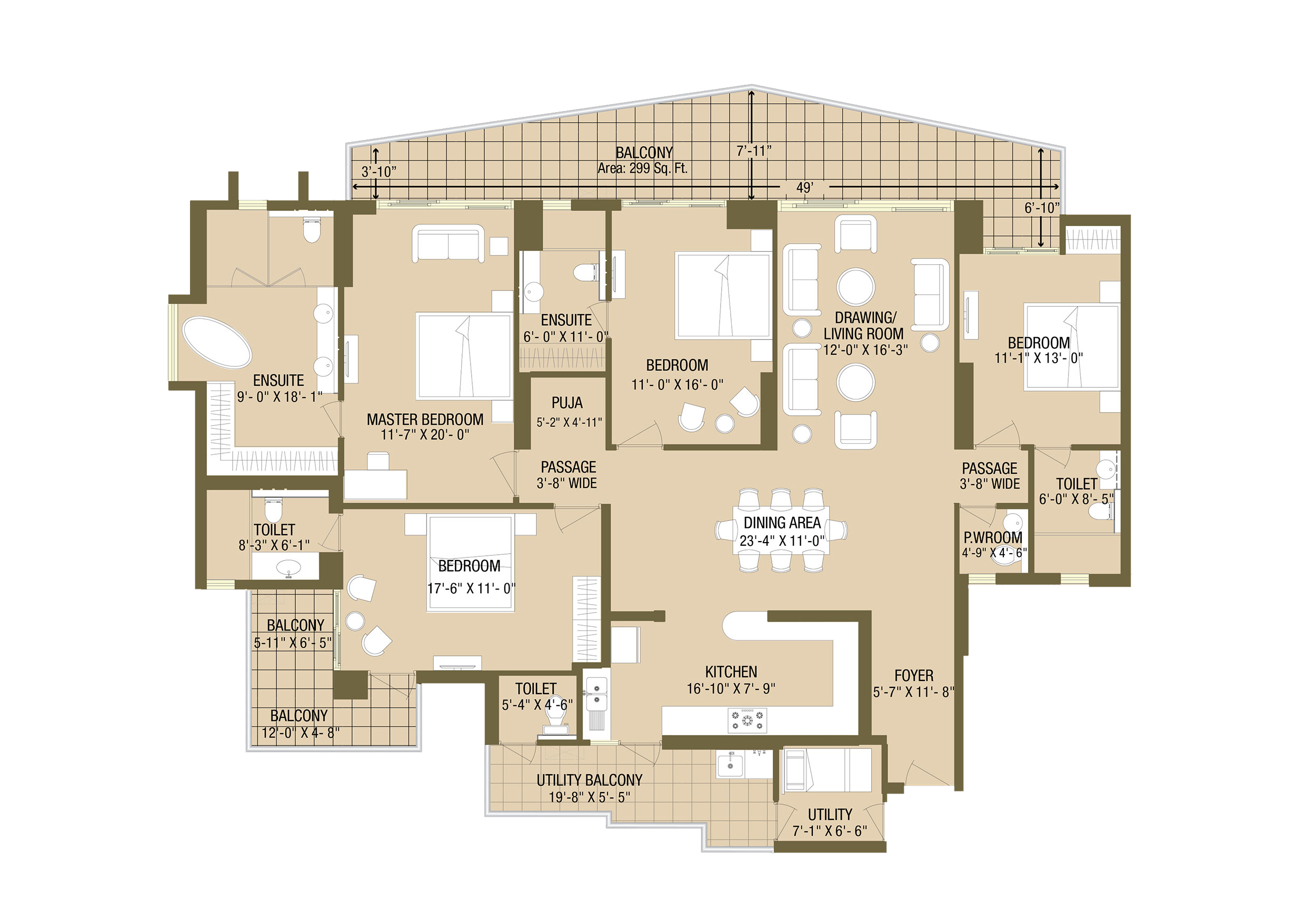 4 BHK 3195 Sq.ft.