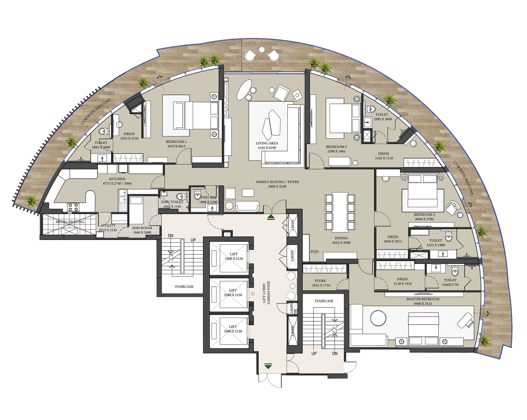 464.51 Sq.Mt./ 5000 Sq.Ft.