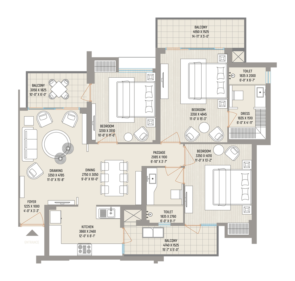 3 BHK 1656 Sq. Ft.
