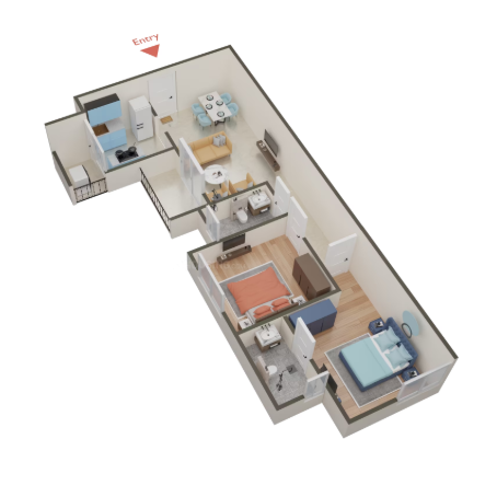 2 BHK 698.58 sq.ft