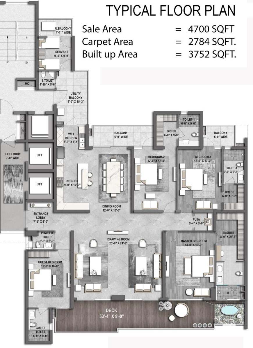 4700 sq. ft. 4 BHK