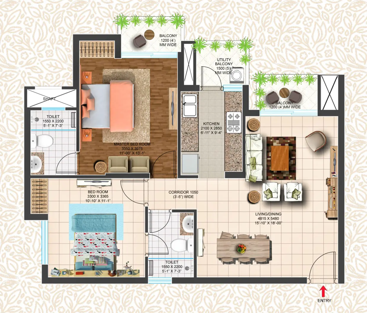 2 BHK 1085 Sq.Ft.