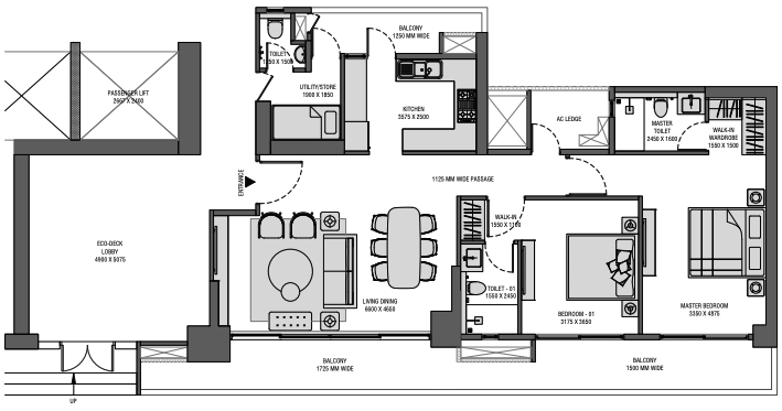 2 BHK 1012.72 Sq.ft.