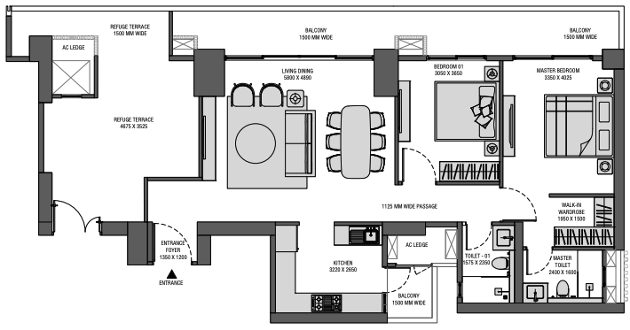 2 BHK 901.70 Sq.ft.