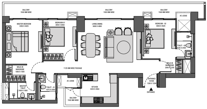 3 BHK 1094.84 Sq.ft.