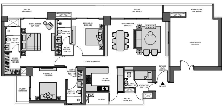 3 BHK 1398.93 Sq.ft.