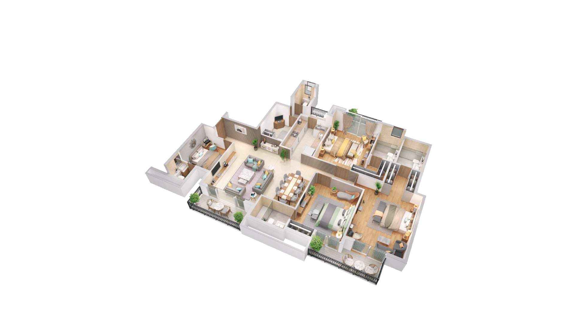 3 BHK+Study+Utility Room