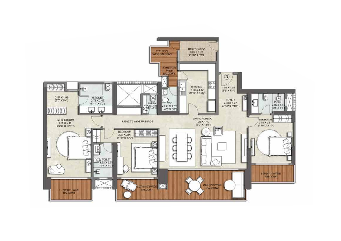 3 BHK 1608 Sq.ft.