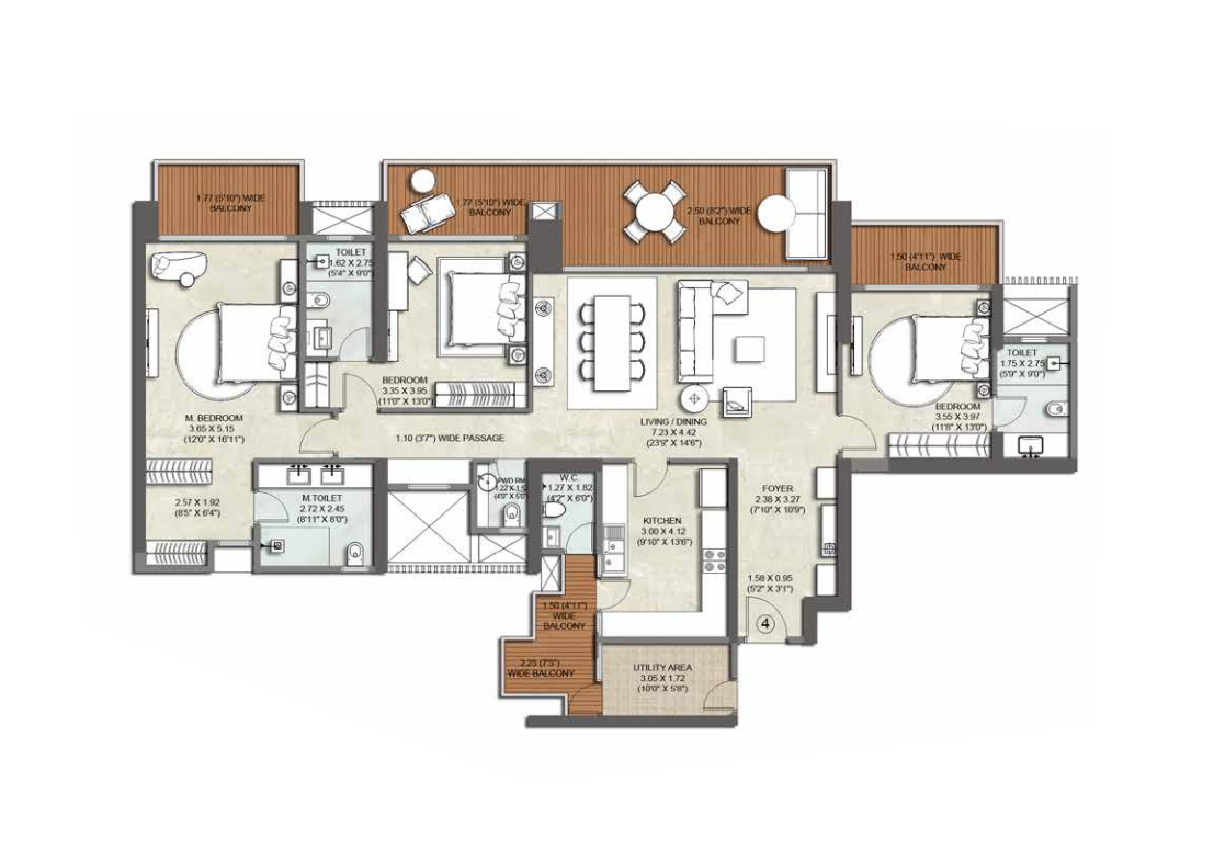 3 BHK 1630 Sq.ft.