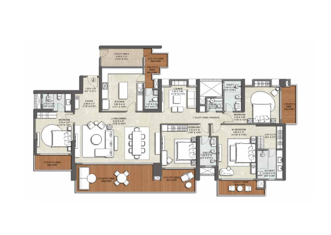 4 BHK 2100 Sq. ft.