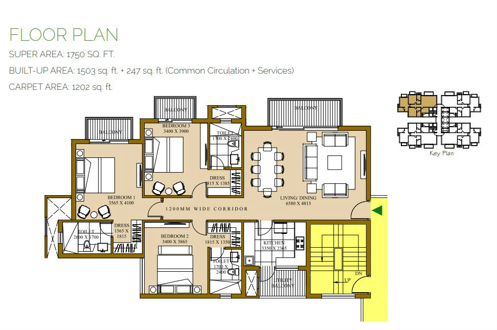 3 BHK - 1750 Sq.Ft.